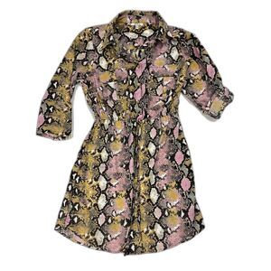MPH Collection Snake Print Brown Pink Dress M Y2K Western Preppy